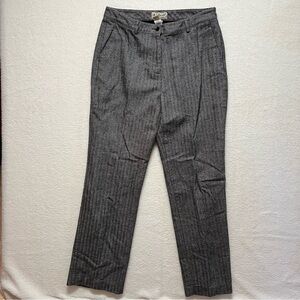 LL BEAN women’s Weekend Herringbone Line Twill Pant Size 12 Black White 266712